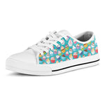 Cartoon Cupcake Pattern Print White Low Top Shoes