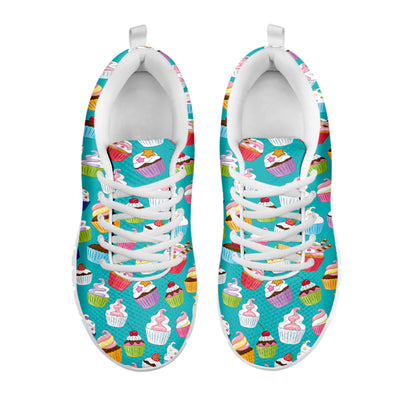 Cartoon Cupcake Pattern Print White Sneakers