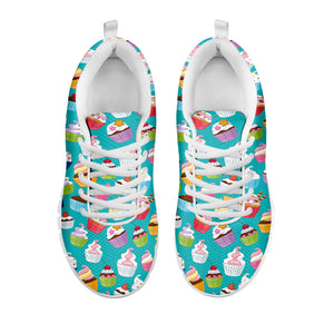 Cartoon Cupcake Pattern Print White Sneakers