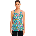 Cartoon Cupcake Pattern Print Women's Racerback Tank Top
