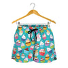 Cartoon Cupcake Pattern Print Women's Shorts