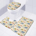 Cartoon Dairy Cow Farm Pattern Print 3 Piece Bath Mat Set