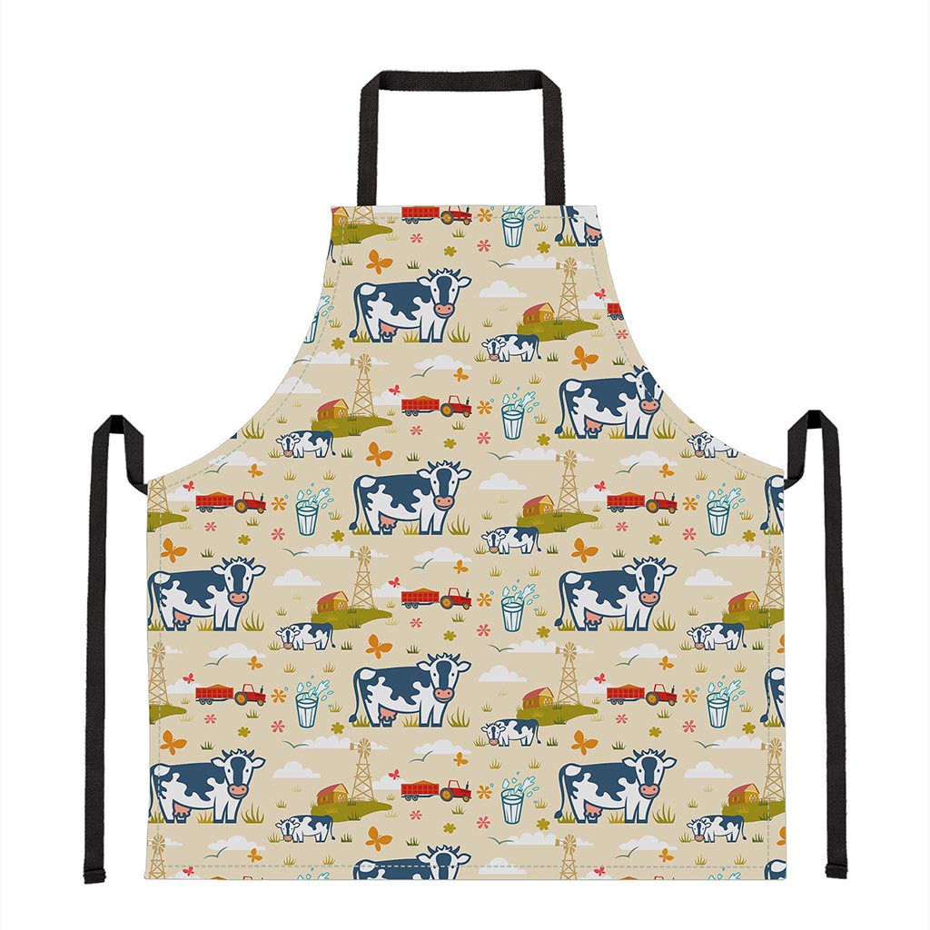 Cartoon Dairy Cow Farm Pattern Print Apron