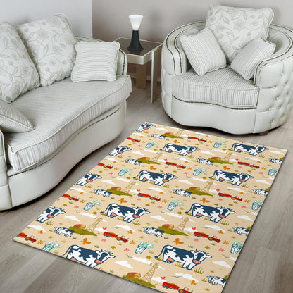 Cartoon Dairy Cow Farm Pattern Print Area Rug GearFrost