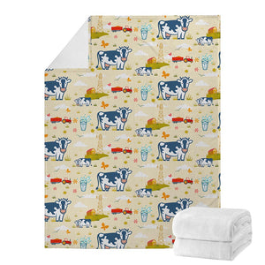 Cartoon Dairy Cow Farm Pattern Print Blanket