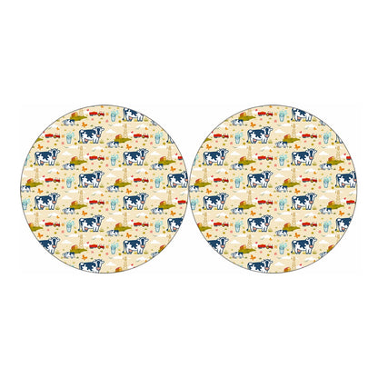 Cartoon Dairy Cow Farm Pattern Print Car Coasters