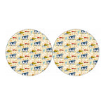 Cartoon Dairy Cow Farm Pattern Print Car Coasters