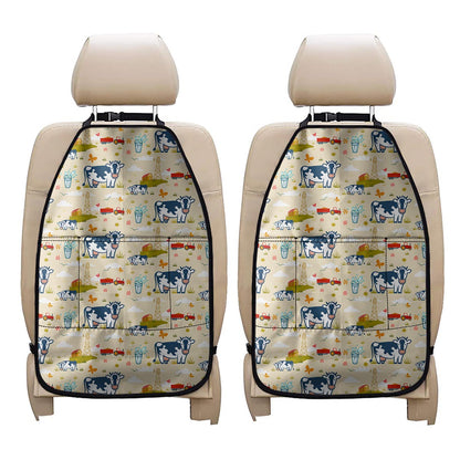 Cartoon Dairy Cow Farm Pattern Print Car Seat Organizers