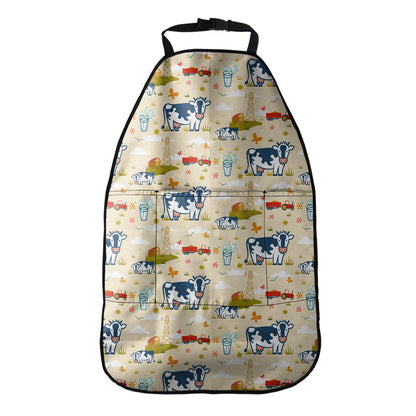 Cartoon Dairy Cow Farm Pattern Print Car Seat Organizers