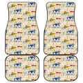Cartoon Dairy Cow Farm Pattern Print Front and Back Car Floor Mats