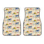 Cartoon Dairy Cow Farm Pattern Print Front Car Floor Mats