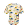 Cartoon Dairy Cow Farm Pattern Print Men's Baseball Jersey