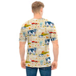 Cartoon Dairy Cow Farm Pattern Print Men's T-Shirt
