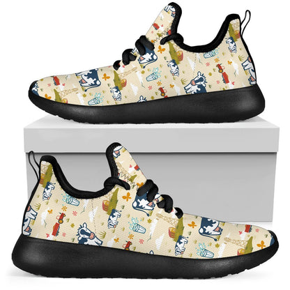 Cartoon Dairy Cow Farm Pattern Print Mesh Knit Shoes GearFrost