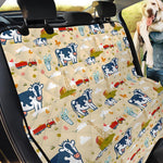 Cartoon Dairy Cow Farm Pattern Print Pet Car Back Seat Cover