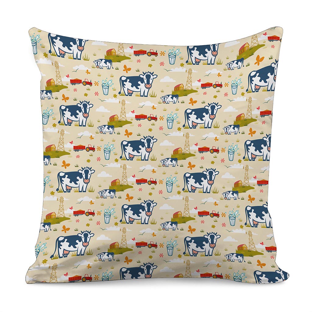 Cartoon Dairy Cow Farm Pattern Print Pillow Cover