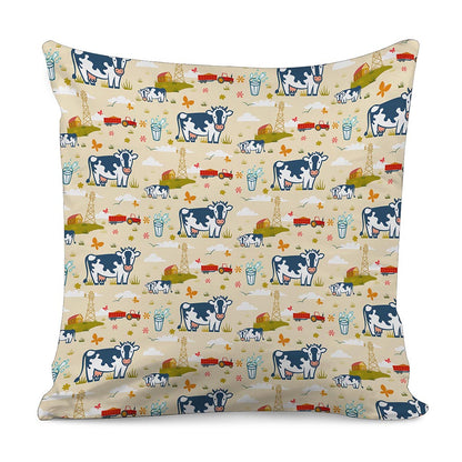 Cartoon Dairy Cow Farm Pattern Print Pillow Cover