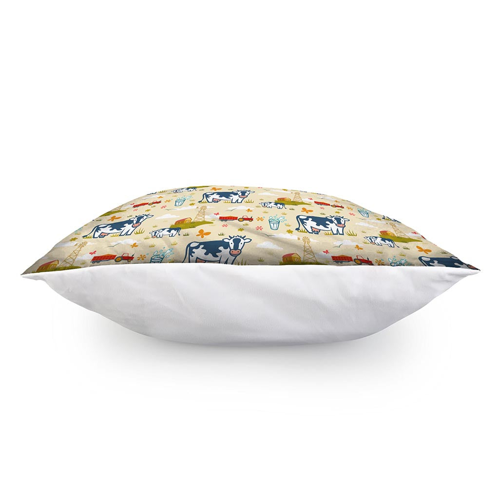 Cartoon Dairy Cow Farm Pattern Print Pillow Cover