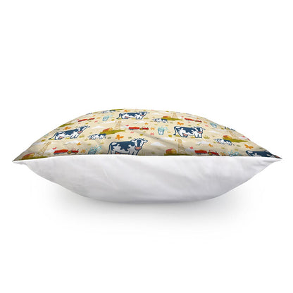 Cartoon Dairy Cow Farm Pattern Print Pillow Cover