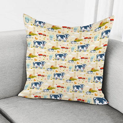 Cartoon Dairy Cow Farm Pattern Print Pillow Cover