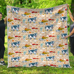 Cartoon Dairy Cow Farm Pattern Print Quilt