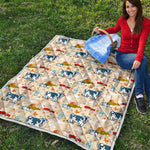 Cartoon Dairy Cow Farm Pattern Print Quilt
