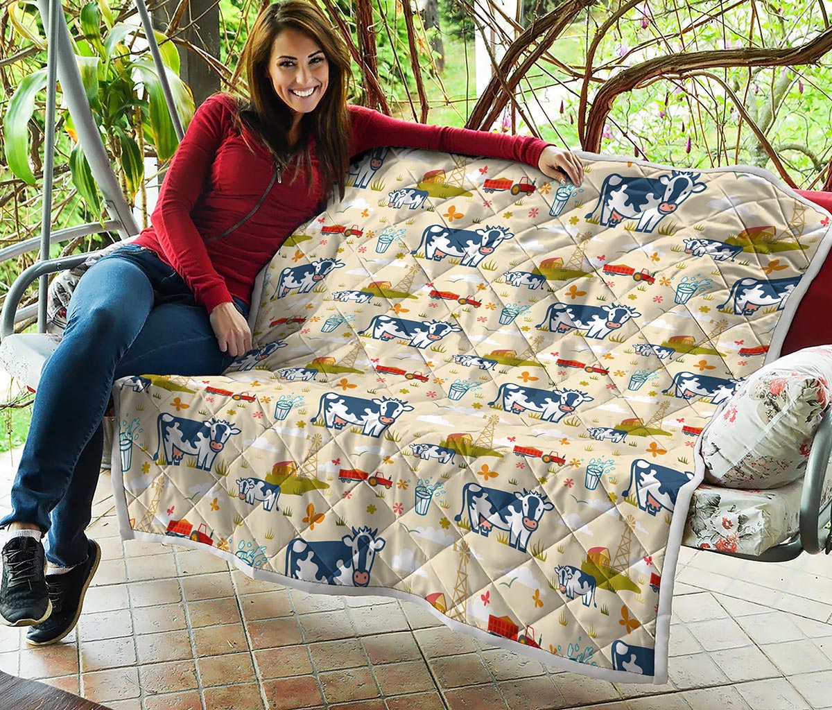 Cartoon Dairy Cow Farm Pattern Print Quilt