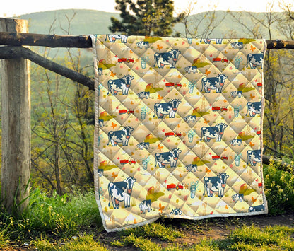 Cartoon Dairy Cow Farm Pattern Print Quilt