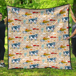 Cartoon Dairy Cow Farm Pattern Print Quilt