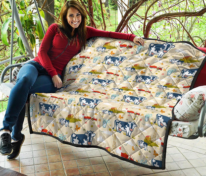 Cartoon Dairy Cow Farm Pattern Print Quilt