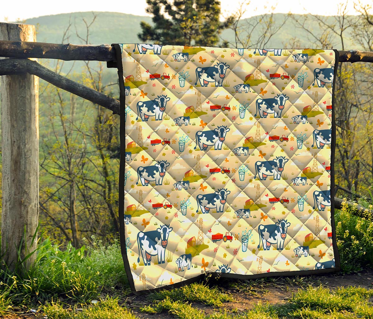 Cartoon Dairy Cow Farm Pattern Print Quilt