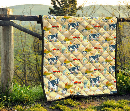 Cartoon Dairy Cow Farm Pattern Print Quilt