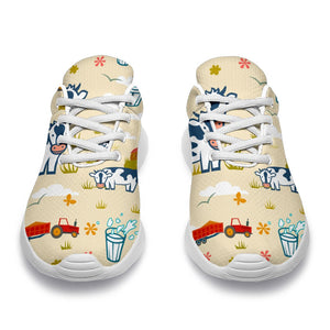 Cartoon Dairy Cow Farm Pattern Print Sport Shoes GearFrost