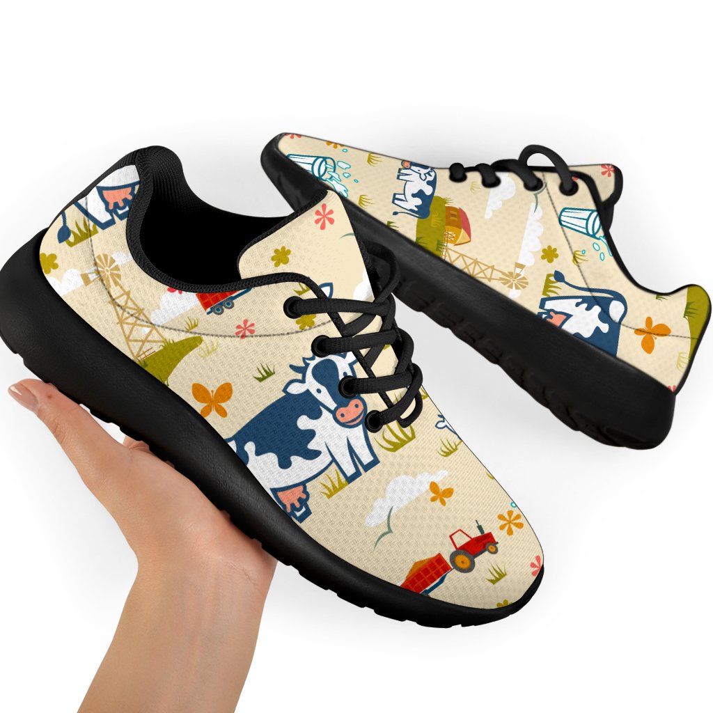 Cartoon Dairy Cow Farm Pattern Print Sport Shoes GearFrost