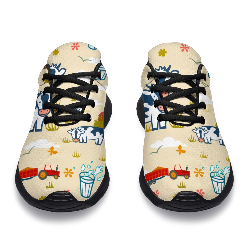 Cartoon Dairy Cow Farm Pattern Print Sport Shoes GearFrost