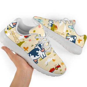 Cartoon Dairy Cow Farm Pattern Print Sport Shoes GearFrost