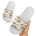 Cartoon Dairy Cow Farm Pattern Print White Slide Sandals