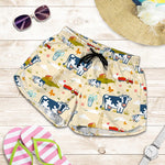 Cartoon Dairy Cow Farm Pattern Print Women's Shorts