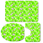 Cartoon Daisy And Cow Pattern Print 3 Piece Bath Mat Set