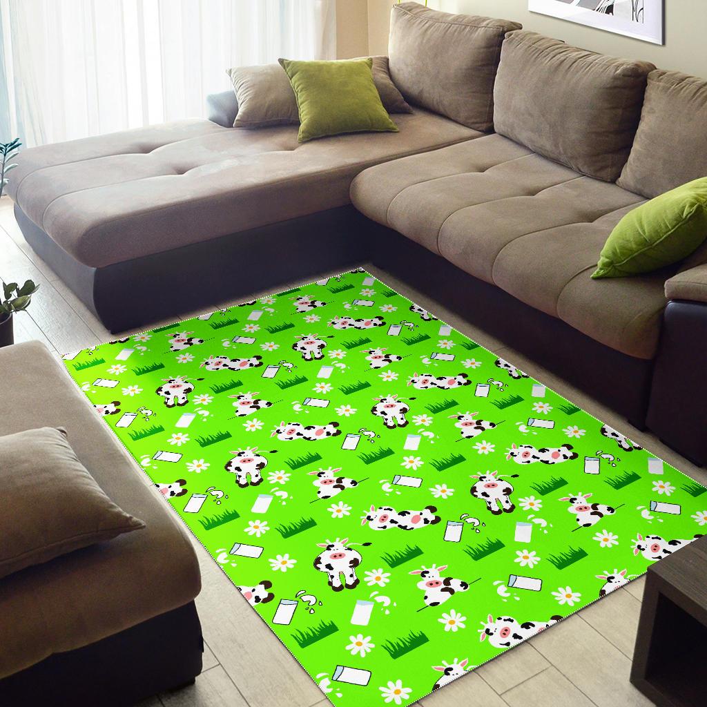 Cartoon Daisy And Cow Pattern Print Area Rug GearFrost