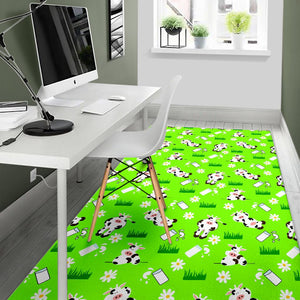 Cartoon Daisy And Cow Pattern Print Area Rug GearFrost