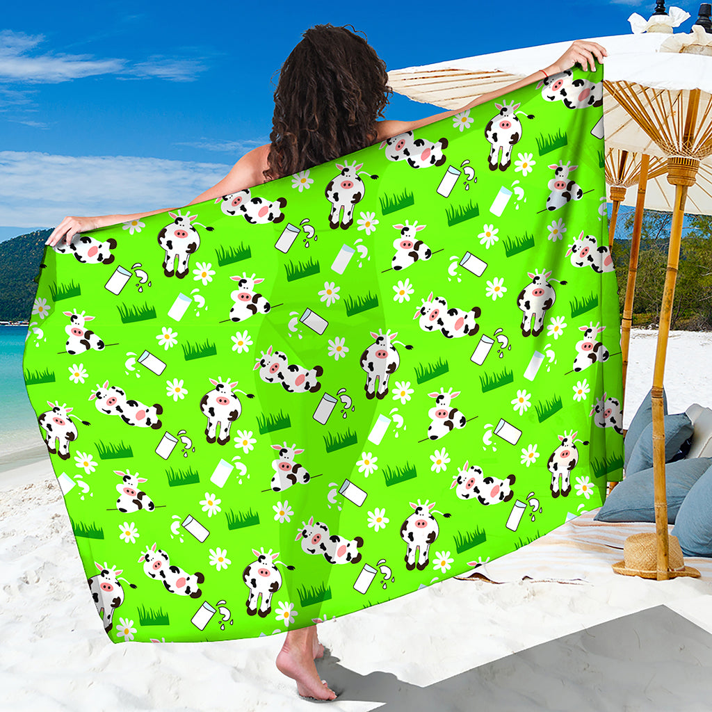 Cartoon Daisy And Cow Pattern Print Beach Sarong Wrap