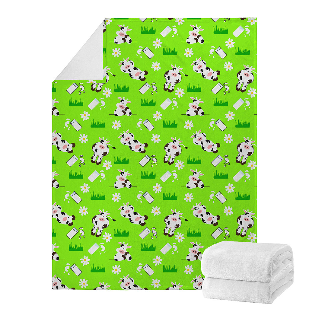 Cartoon Daisy And Cow Pattern Print Blanket