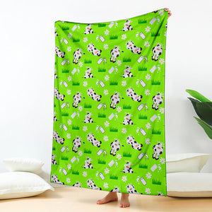 Cartoon Daisy And Cow Pattern Print Blanket