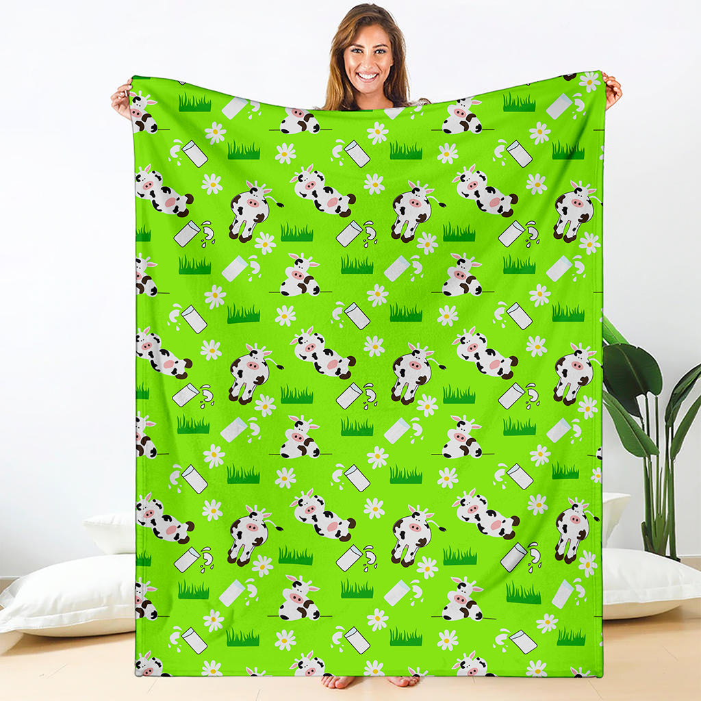 Cartoon Daisy And Cow Pattern Print Blanket
