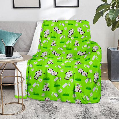 Cartoon Daisy And Cow Pattern Print Blanket