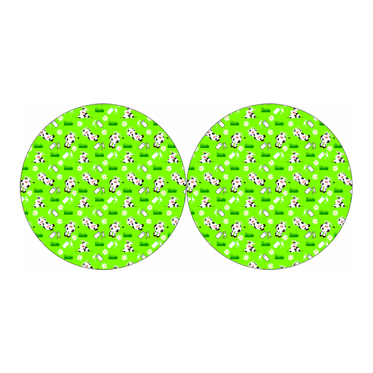 Cartoon Daisy And Cow Pattern Print Car Coasters