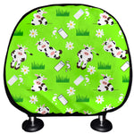 Cartoon Daisy And Cow Pattern Print Car Headrest Covers