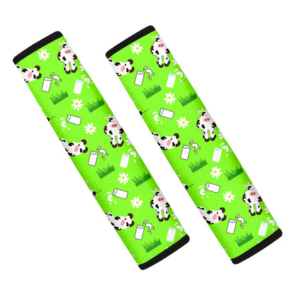 Cartoon Daisy And Cow Pattern Print Car Seat Belt Covers