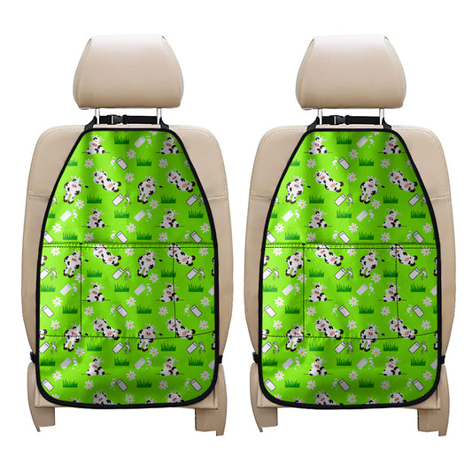 Cartoon Daisy And Cow Pattern Print Car Seat Organizers